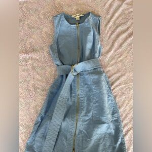 Diane Von Furstenberg Light Blue Sleeveless Midi Dress with Belt